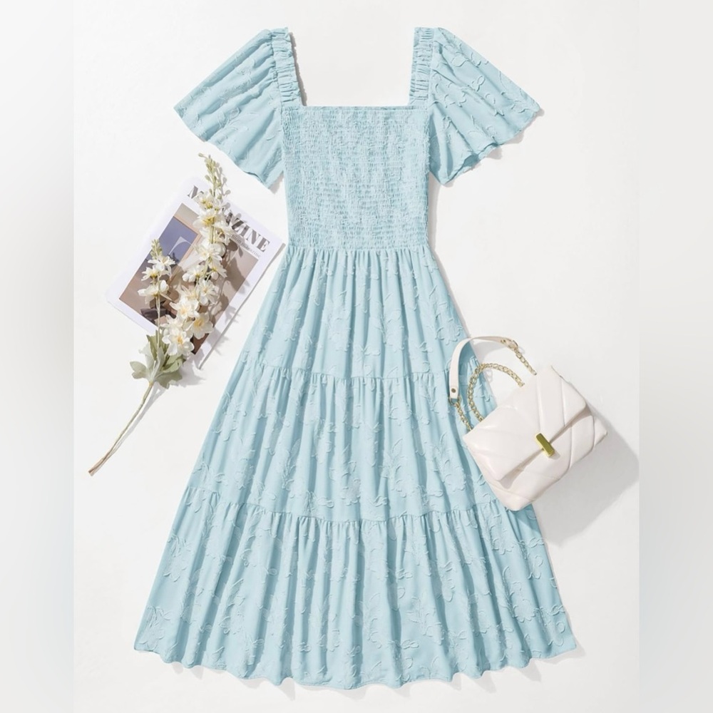 Womens Spring Short Sleeve Floral Sun Dress